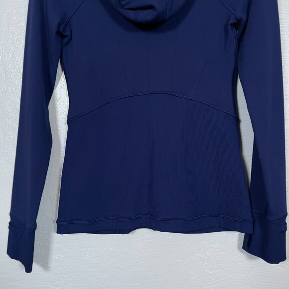 Ivivva by Lululemon Girls 12 Navy Blue Green Athletic Jacket Hooded Pockets - Picture 6 of 10